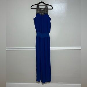 Elegant Blue Sleeveless Jumpsuit